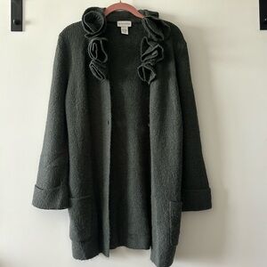 Charcoal Cardigan with Rosette